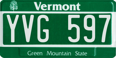 VT license plate YVG597