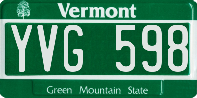 VT license plate YVG598