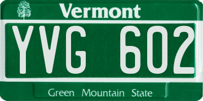 VT license plate YVG602
