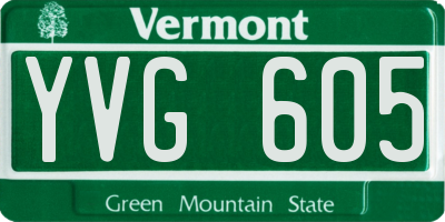 VT license plate YVG605