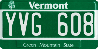 VT license plate YVG608