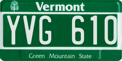 VT license plate YVG610