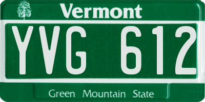 VT license plate YVG612