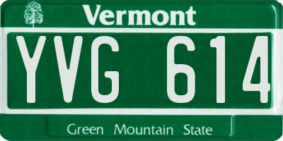 VT license plate YVG614