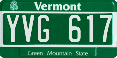 VT license plate YVG617