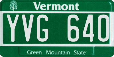 VT license plate YVG640