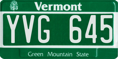 VT license plate YVG645