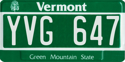 VT license plate YVG647