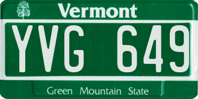 VT license plate YVG649