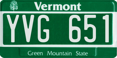 VT license plate YVG651