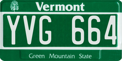 VT license plate YVG664