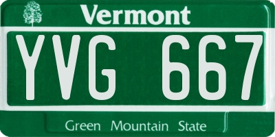 VT license plate YVG667