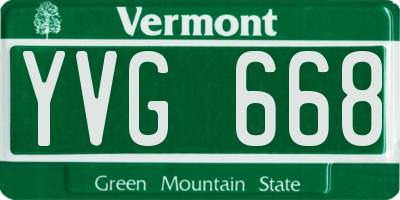 VT license plate YVG668
