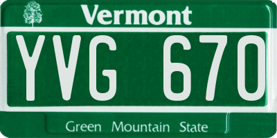 VT license plate YVG670