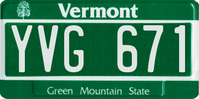 VT license plate YVG671