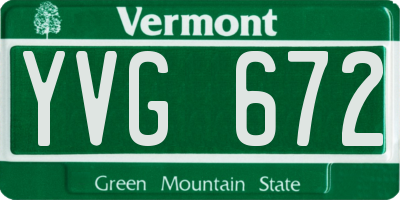 VT license plate YVG672