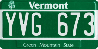 VT license plate YVG673