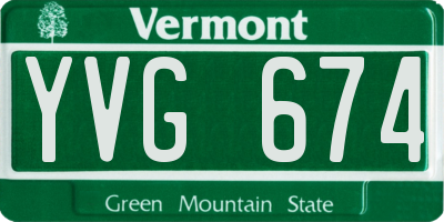 VT license plate YVG674