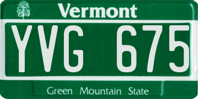 VT license plate YVG675