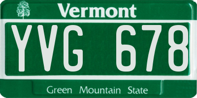 VT license plate YVG678