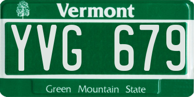 VT license plate YVG679