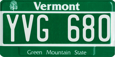 VT license plate YVG680