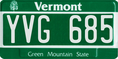 VT license plate YVG685