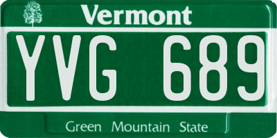 VT license plate YVG689