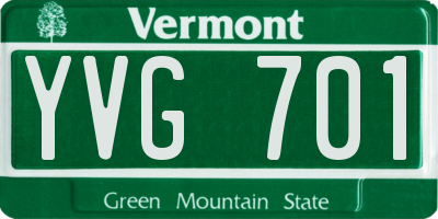 VT license plate YVG701