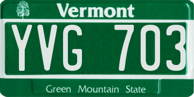 VT license plate YVG703