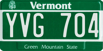 VT license plate YVG704