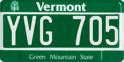 VT license plate YVG705