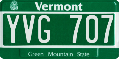 VT license plate YVG707