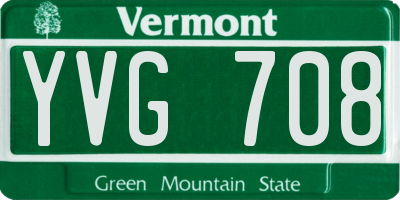 VT license plate YVG708
