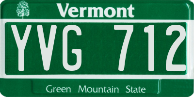 VT license plate YVG712