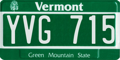 VT license plate YVG715