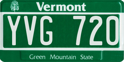 VT license plate YVG720