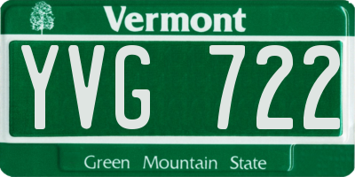 VT license plate YVG722