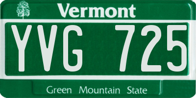 VT license plate YVG725