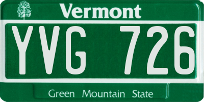 VT license plate YVG726