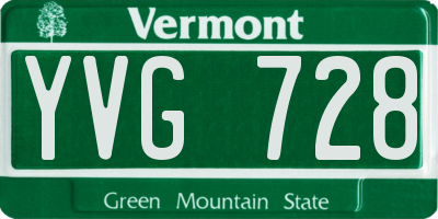 VT license plate YVG728