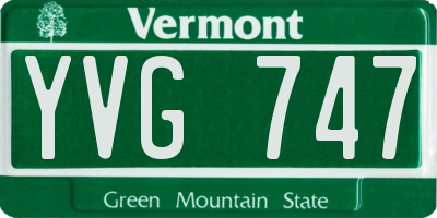 VT license plate YVG747