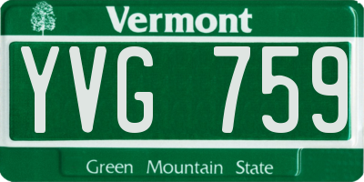 VT license plate YVG759