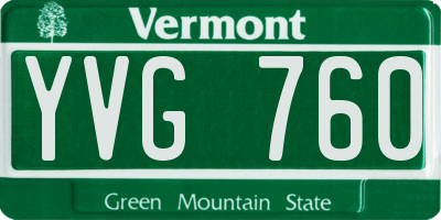 VT license plate YVG760