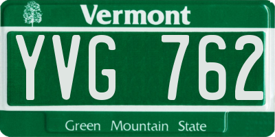 VT license plate YVG762
