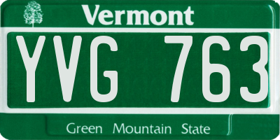 VT license plate YVG763
