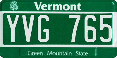 VT license plate YVG765