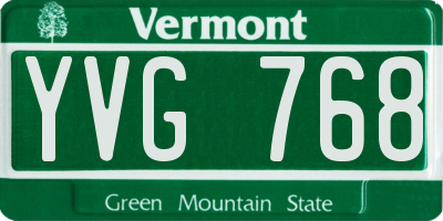 VT license plate YVG768