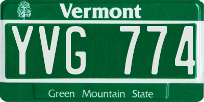 VT license plate YVG774