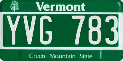 VT license plate YVG783